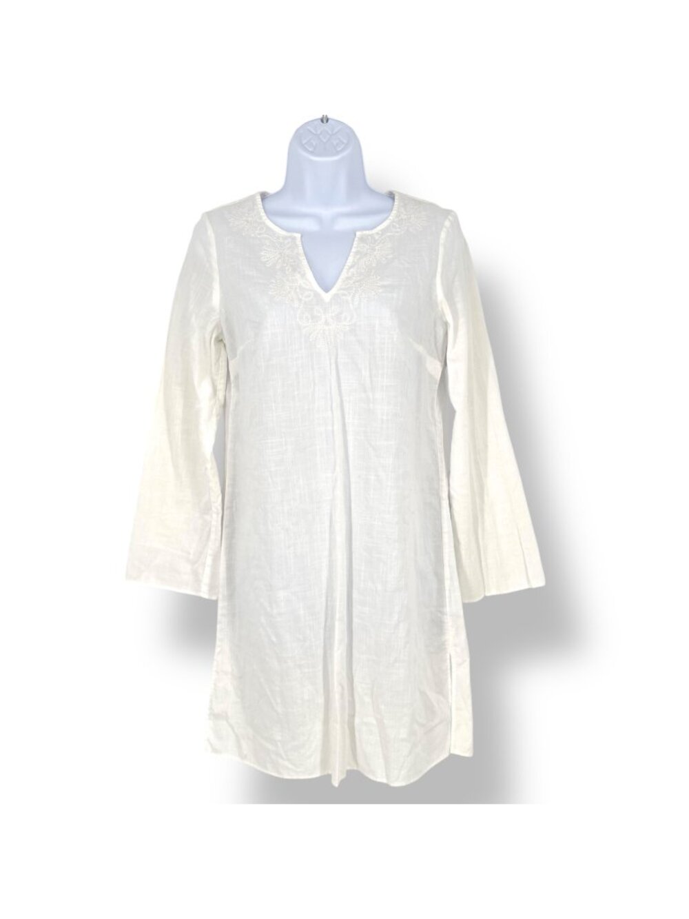Lilly Pulitzer White Tunic Dress Beach Cover-Up Embroidered Cottom Size XS